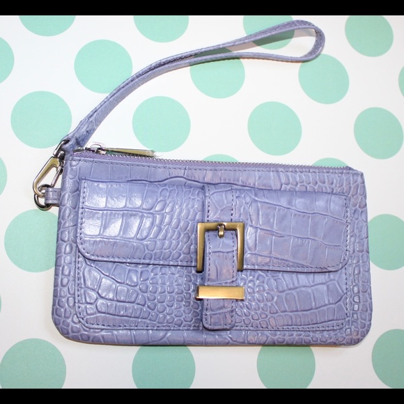 ๐3/20$5/25๐NWOT EXPRESS PURPLE FAUX ALLIGATOR LEATHER WRISTLET CLUTCH - Picture 8 of 16